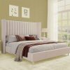 product-fancy-eb3f6c16-ecae-41bd-8e17-7db4b6c4764f PaPaJet Bed Frame with Vertical Channel Upholstered Tufted Velvet Wingback Headboard, Platform Bed, No Box Spring Needed, Easy Assembly