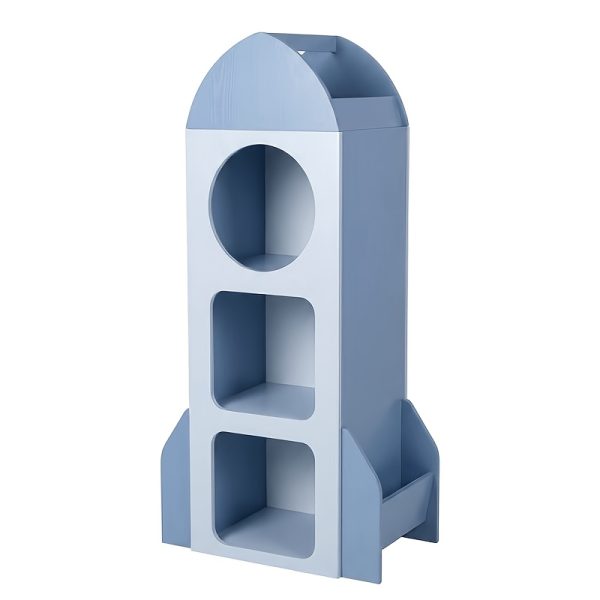 product-fancy-eb3f89ae-64f1-47a6-8fe3-46766bf6b59c 3-Tier Kids Bookshelf And Storage, Rocket Space Theme Cabinet with Side Shelves, Open Kids Bookcase, Display Organizer for Playroom, Kindergarten, School