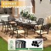 product-fancy-eb5e6570-3a15-4ccf-af5e-2fc012e21d6d 9pcs Cast Aluminum Patio Furniture, Outdoor Dining Sets for 8 Include 87" Oval Patio Dining Table And 8 Chairs with Cushions & Umbrella Hole (Bronze)