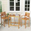 product-fancy-eb6aae4f-b4b6-4a2c-bbb0-ccdb51b3033b LIFEZEAL 3pcs Patio Bar Table & Chairs, Outdoor Acacia Wood Bar Set w/ Slatted Seat & Tabletop, Wood Dining Bar Set w/ Appealing Backrest for Backyard, Poolside, Balcony.