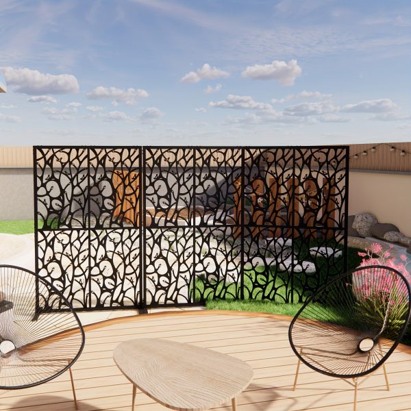 product-fancy-eb7318b2-64f0-4f19-bc2c-7c87748eea93 Black Bird-Shaped Metal Privacy Screens Measuring 3.8 Feet Wide by 6 Feet High, Suitable for Both Indoor And Outdoor Use, Serve As a Decorative Divider for Balconies, Patios, And Gardens