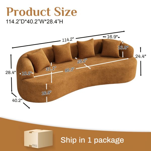 Moedrn Oversized Boneless Curved Sofa 68.5" / 106.5"/ 130.7" Sectional Sofa Couch Comfy Luxury Plush Chenille Floor Sofa Memory Foam Couches For Living Room, Apartment, Office, Guestroom