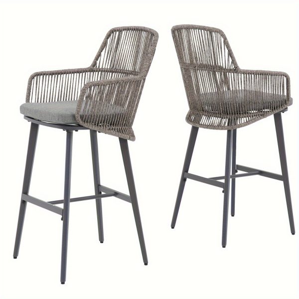 product-fancy-ebcd4f4b-c314-424d-9e6a-39454ca1c6b2 Set of 2 Modern Metal Bar Stools for Outdoor Use, Ideal for Poolside, Garden, Or Deck