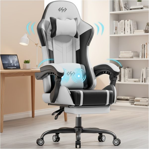 product-fancy-ebf7f3bc-4803-4263-a900-cd23d8e230db Gaming Chair with Massage Lumbar Support Ergonomic Computer Chair for Adults with Footrest and Lumbar Support with 360° Swivel Seat PU Leather Office Chair, Crafted From Durable Faux Leather, Best Gift for Father and Boyfriend