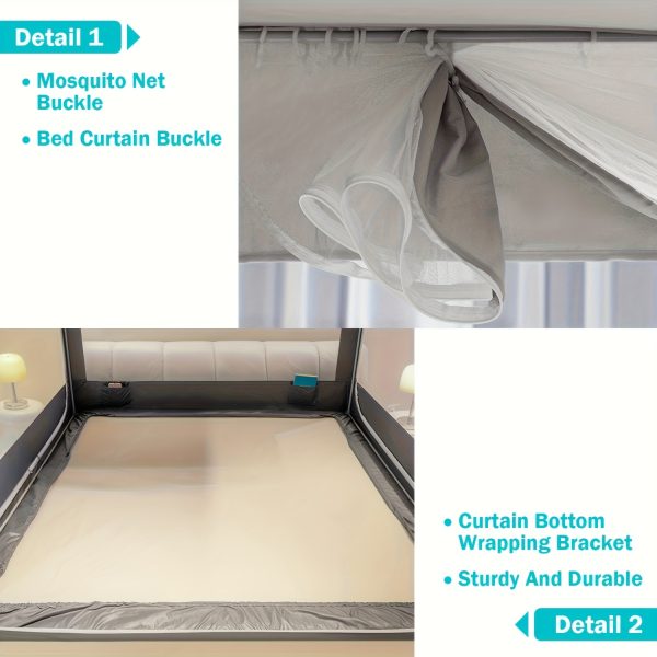 Bracket Set, Fully Enclosed Canopy Bed Curtain, Bed Frame Three-Piece Set