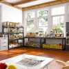 product-fancy-ec965834-0aaf-4ebf-9621-f31c95c592ae 5-Tier Heavy-Duty Adjustable Kitchen Storage Shelf with Modular Shelving System & -Standing Suitable for Kitchen Organizers, Garage Tools, Microwave Stand, Baker's Rack, Utility Shelves - Assembly, Space-Saving Unit