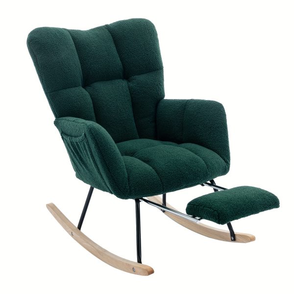 product-fancy-eca9a75e-292c-4162-ad73-7959423219fc Nursery Teddy Upholstered Glider Rocker with Adjustable Footrest, High Backrest Padded Recliner Reading Chair for Bedroom