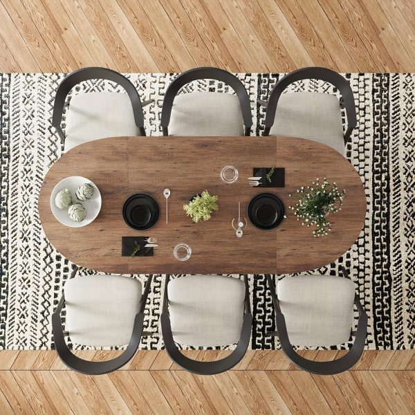 product-fancy-ecbaf012-adf0-4d4d-82a9-75300bafc749 70.86" Oval Dining Table Suitable for 6 to 8 People, Featuring Robust Tapered Legs, Ideal for The Living Room