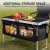 product-fancy-ecd3eb74-d06f-4b6a-9fa3-7e9200f1f9d3 Bonnlo 4ft Folding Table with Storage Aluminum Camping Picnic Table Adjustable Height for Outdoor Beach BBQ Backyards Travel Party Garden Patio Folding Dining Table Black/ White Foldable Table Camping Gear and Equipment