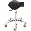 product-fancy-ecdf2bd6-f4bb-47e3-9b1e-3262f067e7e1 Swivel Adjustable PU Leather Chair - Ergonomic Saddle Stool with Wheels | for Drafting, Office, Clinic, Beauty & Tattoo - Metal Frame, Polished Finish, Memory Foam