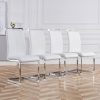 Modern Dining Chairs Set of 4, High Back White Kitchen Chairs, Faux Leather Side Chair with Gold Plated Metal Legs, Easy to Install Upholstered Dining Chairs, Ideal for Living Room, Easy to Install (Golden/Silver Leg) Local Warehouse