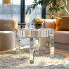 product-fancy-ed0648a1-b94a-4d00-ade9-1b63801e627e AESOME 23.62'' Mirrored Round Coffee Table for Living Room Modern Glass Accent Table with Crystals Inlay Silver Sofa Accent Table for Home & Office
