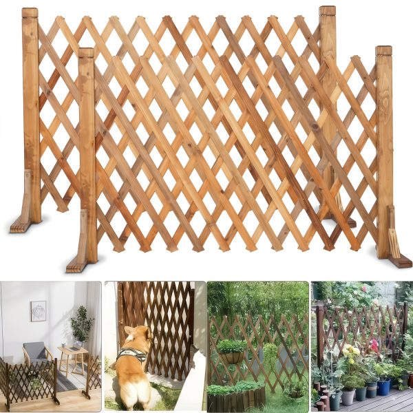 product-fancy-ed15b465-bf68-4aea-a3e8-884f1f80e3d1 1/2pieces Wood Fence Panel Retractable Privacy Screen | Expandable Farmhouse Garden Trellis, Adjustable Height & Width, Sturdy Wood for Yard/Patio/Balcony, Weatherproof, Easy Assembly, Decorative Privacy Barrier, Plant Support, Pet Gate