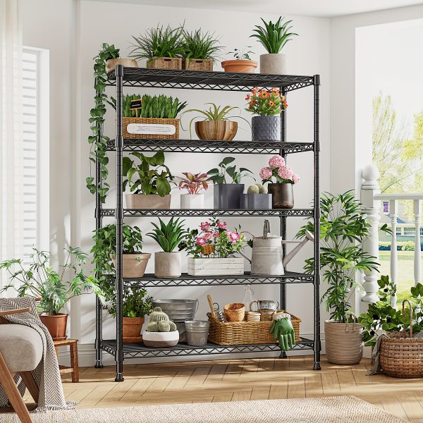 product-fancy-ed38f3d3-b8ad-40c7-97e8-d73be7f7facf 73.6 Inches High Wire Shelving on Wheels, Deep Storage Shelves with Mobility, 73.6 Inches High Metal Shelving Unit with Adjustable Five Tiers, Robust Metal Shelves for Storage