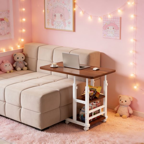 product-fancy-ed4d02b0-b8b6-4cbb-ae0b-48431921c860 Mobile Nightstand with Wheels, Height Adjustable Bedside Table with Storage Shelf, Rolling Side End Table for Bedroom, Dorm, Living Room, Easy Assembly& Space-Saving Caster Table for Small Spaces.