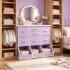product-fancy-ed846483-f5f0-465d-ab23-48f226c1ec6b Single Bedroom with 7 Drawers And 3 Large Open Storage Combination Cabinets, Including Wardrobe Cabinets, Dressing Tables, Drawer Cabinets, Filing Cabinets, for Home/hallway/bedroom Use, White/pink/purple/black/brown