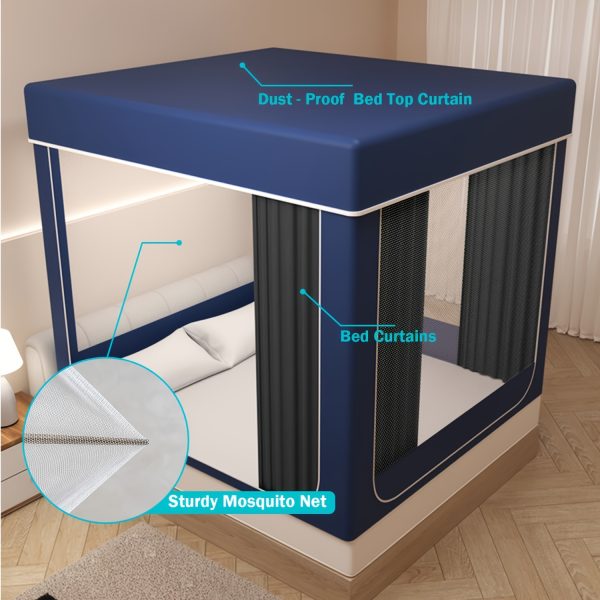 Bracket Set, Fully Enclosed Canopy Bed Curtain, Bed Frame Three-Piece Set
