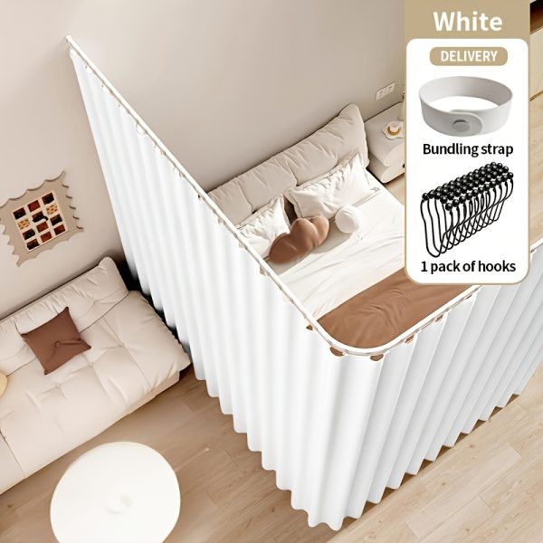 1pc Foldable Room Divider Curtain, Space-Saving Folding Privacy Screen with Hooks, Light-Blocking Polyester Curtain Suitable for Living Room, Bedroom, Kitchen- Modern Home Decoration Divider, Foldable Design, Easy Installation, Durable Fabric, S