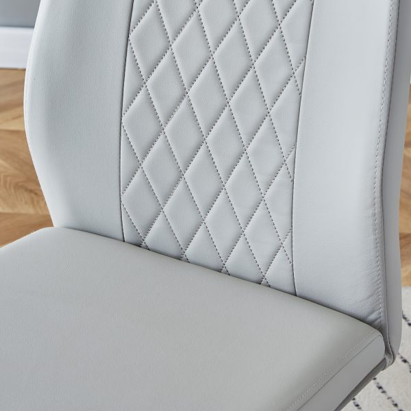 product-fancy-ed9229b0-1d8e-47ba-94f3-3103ec6923c5 Modern PU Leather Dining Chairs Set of 4 - Light Gray/Dark Gray Suitable for Kitchen, Living Room & Dining Room, Foam Cushioned Seats, Cantilever Base with Anti-Slip Footpads, PVC-Coated Faux Leather Armless Chairs, Easy Assembly