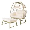 product-fancy-edab47e8-ac27-4191-88be-f54c9b08de71 Large Double Egg Chair with Stand for Outdoor Use, Spacious Hammock Chairs for Two, Lounge Chair with Ottoman, Extra-Large Patio Chair with Footrests, Cushions, Wicker Rattan Swing for Garden Or Backyard