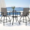 product-fancy-edf32856-cdc4-4313-91fd-bb59f23fa2f0 2/3/5pcs Patio Bar Set, 360° Swivel Bar Stools, Outdoor Bistro Furniture with High-Density Textilene Fabric & Heavy Duty Metal Frame, High Top Table And Chair Set for Balcony, Poolside, Garden & Backyard