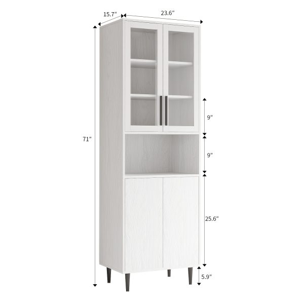 71" Storage Cabinet with Drawers, 6-Tier Bookshelf with Doors and Shelves, Large Display Cabinet Set for Home, Office (Black/White)