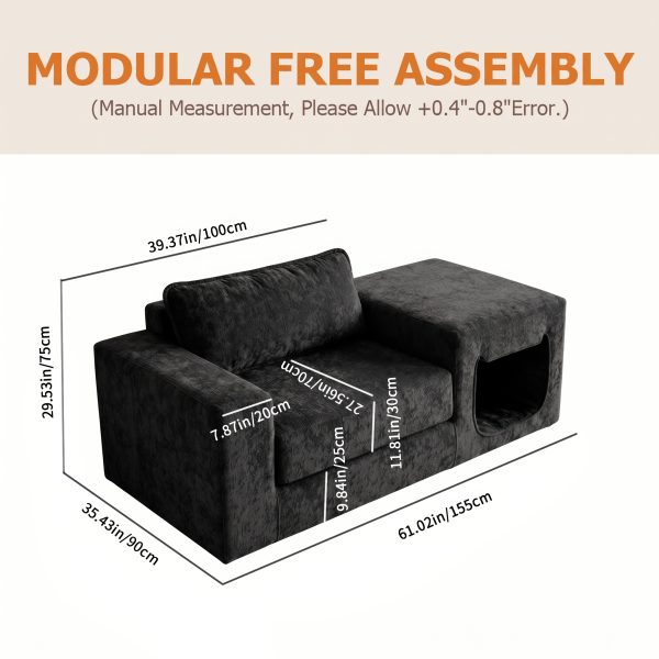 product-fancy-ee1ee7b1-7666-436b-b8c6-2667da92a513 Comfy Deep-Seat Single Sofa with Exclusive Pet Resting Space, Made of High-Density And High-Resilience Foam. No Assembly Required, Multifunctional Modular Design, Suitable for Various Home Interior Decoration Scenarios