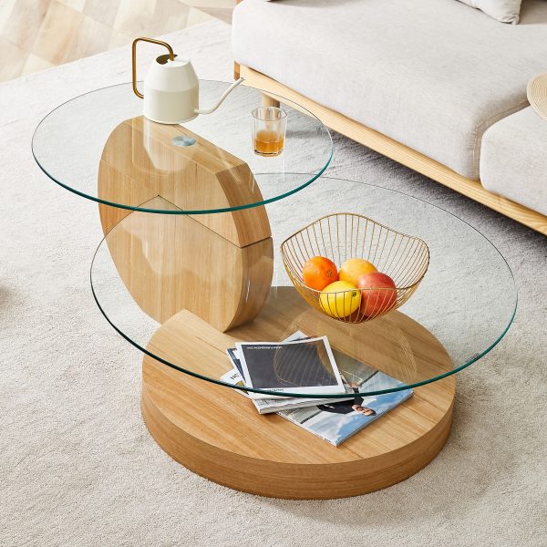 product-fancy-ee359c7e-94d1-4e4d-9674-0136845a9e40 Glass Coffee Tables for Living Room Round Coffee Tables Modern Double Layer Round Table Circle Coffee Table for Small Space Home Office, Durable And Not Easily Broken, Easy to Assemble, Fashionable Design Feel (42 Inch X 17 Inch)