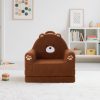 product-fancy-ee443160-7691-46b3-af98-7d3c49d13c61 Kids Sofa 2-in-1 Convertible Kids Couch Fold Out Lounger Soft Sherpa Kids Chair High-Density Foam Sofa Cute Brown Bear Playroom Nursery Furniture for Boys Girls Room Decor