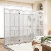 product-fancy-ee67b3d5-56b9-40dc-a7dc-9079731a4cd2 Handmade 4 or 6 Panel Floral Carved Wood Room Divider Screen - Freestanding Folding Privacy Partition with Burning Walnut & White Finish, Ornate Lattice Design, Lightweight Portable for Home Office Hotel Decor, Space-Saving Decorative Partition
