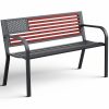 product-fancy-ee7e5484-e328-48ac-a959-bd46628659b4 47-inch Pure Iron Casual Bench, Equipped with Ergonomic PVC Mesh Backrest, Non-slip Chair Legs And All-weather Design, Suitable for Outdoor, Garden, Yard And Poolside Areas