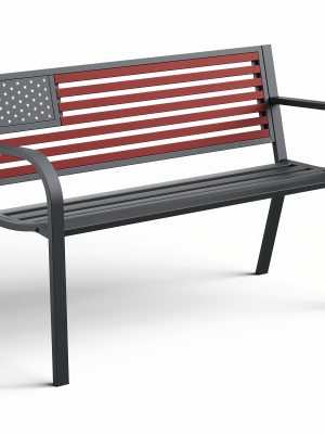 47-inch Pure Iron Casual Bench, Equipped with Ergonomic PVC Mesh Backrest, Non-slip Chair Legs And All-weather Design, Suitable for Outdoor, Garden, Yard And Poolside Areas