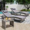 product-fancy-eeadea39-6bdf-4ffa-be24-a20f869521bd Lounge Chair Set, 3pcs Outdoor Modern Patio Furniture Lounge Chairs Set of 2 with Adjustable Backrest And Side Table, Durable PE Wicker, Weather Resistant Cushions, Blue