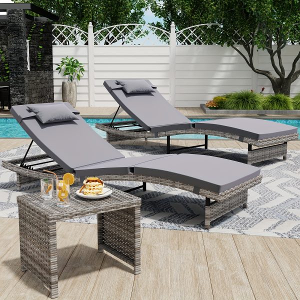 product-fancy-eeadea39-6bdf-4ffa-be24-a20f869521bd Lounge Chair Set, 3pcs Outdoor Modern Patio Furniture Lounge Chairs Set of 2 with Adjustable Backrest And Side Table, Durable PE Wicker, Weather Resistant Cushions, Blue
