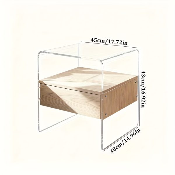 product-fancy-eeaed041-a898-401e-b349-d65a2cb08630 Clear Acrylic Nightstand with Drawer -Transparent Pre-Assembled Bedside Table, Durable Thick Acrylic End Table for Bedroom, Living Room, Dorm & Small Spaces, Modern Minimalist Accent Furniture, Contemporary Decor, Sleek Design, Apartment Dwellers
