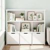 product-fancy-eeb73efd-d2eb-4001-abaf-2e67487c3e0f Modern Bookcase with 5 Cubes, 3 Movable Drawers and Hidden Wheels | Sturdy Construction, Multifunctional Organizer with Spacious Storage, White, Freestanding for Living Room
