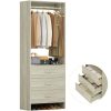 Wardrobe with 3 Drawers, 24 Inch Closet Organizer, Wooden Closet, Walk-in Closet