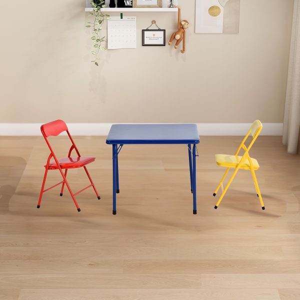 product-fancy-eece4e21-fa62-411e-8fc4-3c8bc2a09635 Colorful Folding Table with 24-Inch Width And 2/4 Sturdy Chairs - Vibrant, Space-Saving Design, Perfect for Family Playtime, Creative Activities, And Learning - Ideal for Fun And Creative Spaces ( 3pcs Or 5pcs)