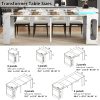 product-fancy-eed4fff1-36be-43bc-b391-e36f22bb8215 Extendable Dining Room Table with Charging Station & LED Lights, White Faux Marble Table, 19.7" to 98.4" Dining Table for 2-8, Modern Space Saving Kitchen Island Table, Rectangle Console Table for Living Room(No Chairs)