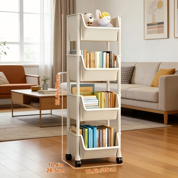 product-fancy-eee6d0f1-39b9-4b01-a36f-20d7de5943cc Multi-Functional Bookshelf, Floor Standing Storage Rack, Movable Snack & Sundries Cart, Multi-Layer Organizer Shelf for Living Room And Kitchen