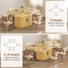 47''-63'' Extendable Dining Table Suitable for 4-8 People, Expandable Modern Fluted Kitchen Table with 2-Tier Storage Shelf, Space-Saving Folding Table for Small Apartments, Folding Mechanism & Natural Wood, Assembly Required