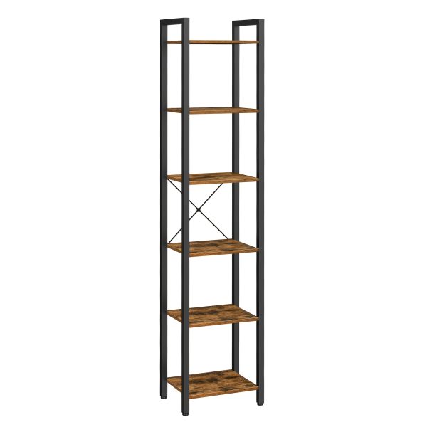 product-fancy-ef42c7ee-c4a2-4247-a3fa-f7b74b597887 Industrial 6-Tier Heavy-Duty Steel Bookcase Shelf - Tall Narrow Vertical Storage Unit with Adjustable Shelves, Freestanding Space-Saving Bookshelf Suitable for Home Office,, Bedroom - Assembly, Modern Industrial