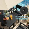 5- And 7pcs Patio Dining Set, Outdoor Table And Chairs, All Weather Furniture with Umbrella Hole for Backyard Garden Deck Lawn Pool