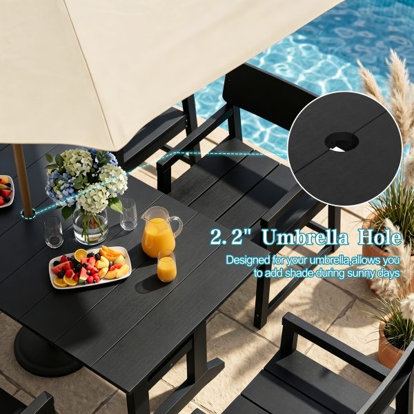 5- And 7pcs Patio Dining Set, Outdoor Table And Chairs, All Weather Furniture with Umbrella Hole for Backyard Garden Deck Lawn Pool