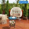 product-fancy-ef787ab8-c7b2-40ea-bb75-7446bebf6cc9 14" Round End Table Unique Pattern Printed with Birds, Butterflies And Flowers, with A Metal Frame for Storage At The Bottom And Metal Scrollwork Accent Side Table