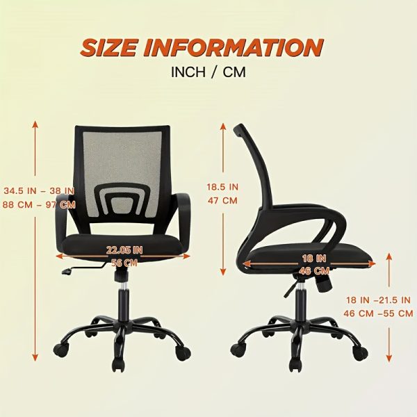 product-fancy-ef8dfe14-de05-488b-8477-b539280b54f9 Office Chair Mid Back Swivel Lumbar Support Desk Chair, Computer Ergonomic Mesh Chair with Armrest