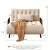 product-fancy-ef96afe5-9b44-45b5-903f-41f5475b2234 1 Modern Cotton And Linen Convertible Sofa Bed with 5 Adjustable Backs, Adjustable Height Pillows - Living Room Recliner, Single Or Double Use, Living Room Furniture Sofa | Neutral Home Decor | Wood Frame Sofa (Beige/Coffee)