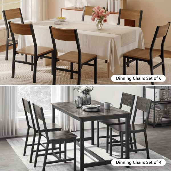 product-fancy-efa58c55-9221-483f-b81c-7a7604a64646 6pcs Modern Dining Chairs Modern Mid-Century Style Dining Room Decorative Chairs, Comfortable Side Seats Without Armrests, MDF Wood Planks with Metal Legs Design, Suitable for Home Kitchen, Bedroom, Living Room, Guest Dining Room