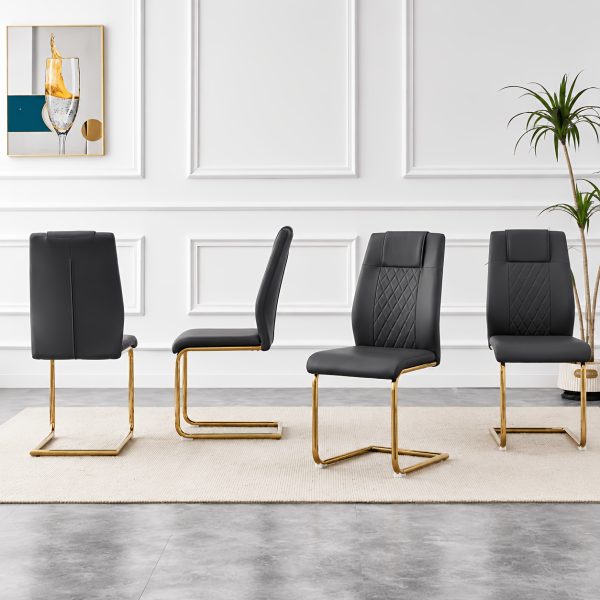 product-fancy-efa90ac1-f3d2-42a3-9494-1f14e42b2de3 Modern PU Leather Dining Chairs Set of 4 - Light Gray/Dark Gray Suitable for Kitchen, Living Room & Dining Room, Foam Cushioned Seats, Cantilever Base with Anti-Slip Footpads, PVC-Coated Faux Leather Armless Chairs, Easy Assembly