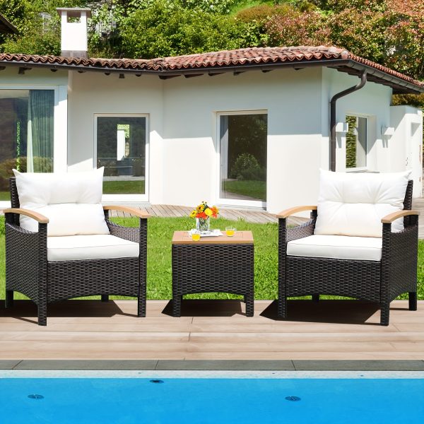 product-fancy-efc0d8eb-ef73-4821-9114-cf322dbbc46d 3pcs Patio Rattan Furniture Set Wooden Armrest Table Top Cushioned Deck
